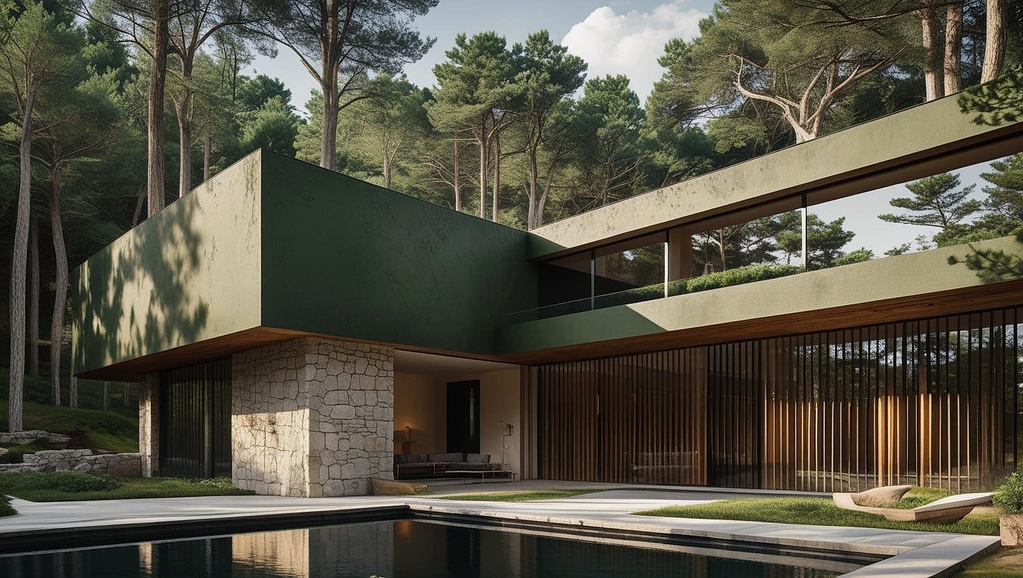 Kemerburgaz'da ahşap ve kompozit cepheli bir villanın dış cephe boyaması