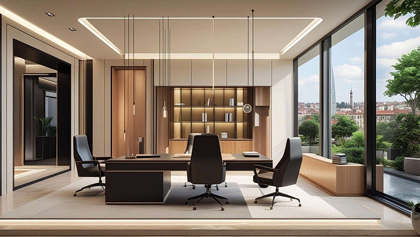Levent'te modern bir ofisin iç mekan boyaması ve kurumsal renk uygulaması