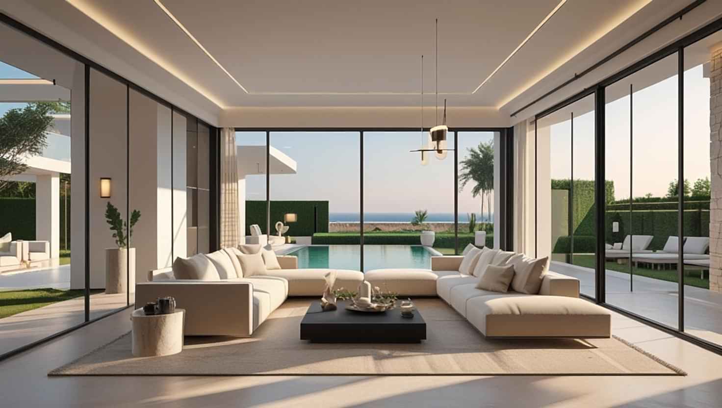 Zekeriyaköy'de modern bir villanın şömineli salonunun boyanması